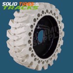 12x16.5 Non-Marking Solid Skid Steer Tires - Severe Duty White