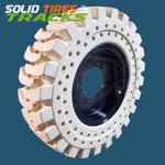 Set of 4, 13.00-24 Non-Marking Solid Telehandler Tires with Rims